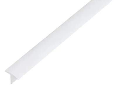 A white corner profile on a white background.