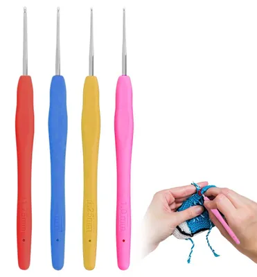 Häkelnadel-Set 4-teilig, 1,0–1,75 mm, ergonomischer Griff