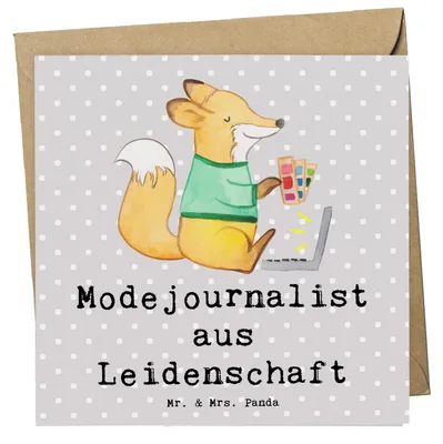 Produktbild von Mr. & Mrs. Panda Deluxe Karte Modejournalist Leidenschaft - Grau Pastell - Geschenk, faltkarte, anlasskarte, Spruch, Glückwunschkarte, Reporter, Ausbildung, Klappkarte