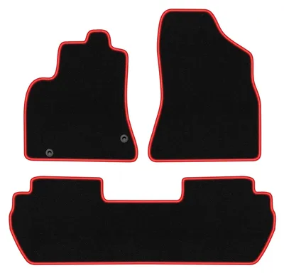 Produktbild von Fußmatten Velours Schwarz/Rot für Peugeot Partner II 2008-2018 Set 3-tlg