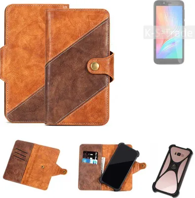 Produktbild von K-S-Trade Handyhülle Schutzhülle Bookstyle Case Wallet-Case kompatibel mit Haier Titan T5 Cover Klapphülle Kantenschutz Smartphone dunkelbraun