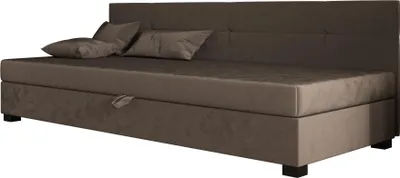 Obrázok produktu pre Pilloline box spring posteľ DYLAN BIZ 100x195 kompletný set s matracom Bonell, čalúnená posteľ so zásuvkami - tmavohnedá, MONOLITH 15