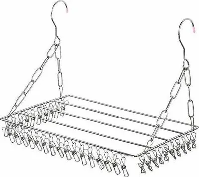 Produktbild von Sockentrockner, Sockentrockner, hängender Wäscheständer mit 36 winddichten Wäscheklammern aus Edelstahl für Socken, Unterwäsche, Kleidung, Handtücher (Silber)