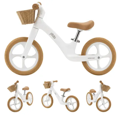 Produktbild von Laufrad ab 2 Jahre bis 50kg PIXIE Weiß – Balance Bike mit Korb, PolyurethanRäder, Retro-Design