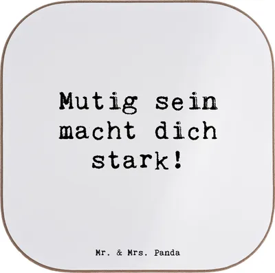 Produktbild von Mr. & Mrs. Panda Untersetzer für Gläser Spruch Angst überwinden - Weiß - Geschenk, Tischuntersetzer, Zuversicht, Freiheit, Trost, inspirierende Botschaften, Freude