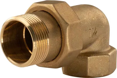 Produktbild von Messing Gewinde-Fitting Winkelverschraubung 90° flachdichtend 1 1/4'IG - 1 1/4'AG (DN 32) - schwere Ausführung