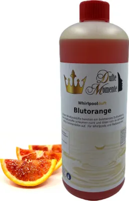 Produktbild von Dufte Momente | Whirlpool Duft 1 Liter Blutorange | mit naturreinen und natürlichen ätherischen Ölen | kein Schaum | vegan und ohne Tierversuche