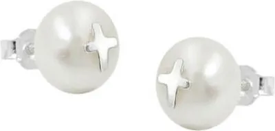 Produktbild von Ohrstecker Ohrringe Ohrschmuck Süßwasserperle mit Silberkreuzchen 925 Silber