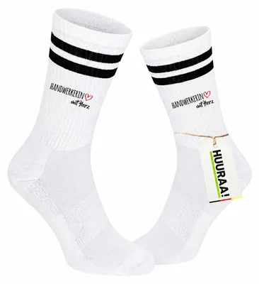 Produktbild von Huuraa Uni Socken Handwerkerin mit Herz 37/41 Black Baumwolle Tennissocken Geschenkidee