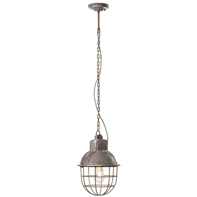 Produktbild von Industrielle Kronleuchter Eisen und Keramik mit Vintage Taubengrau Netz 1 Licht E27 26Cm