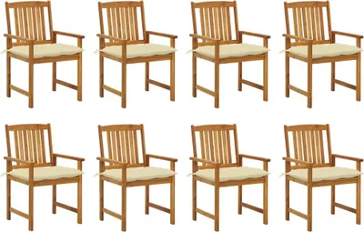 Image de Chaises de jardin avec coussins lot de 8 Bois d'acacia solide