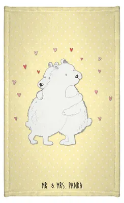 Produktbild von Mr. & Mrs. Panda Handtuch Eisbär Umarmen - Gelb Pastell - Geschenk, badezimmer, Lustige Sprüche, Klein, Frotteetuch, Gästetuch, Kleines