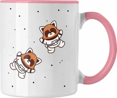 Produktbild von Trendation - Roter Panda Tasse Galaxie Kinder Geschenkidee für Jungs Mädchen Lustige Grafik (Rosa)