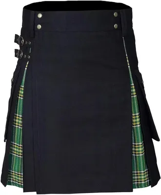 Produktbild von Utility-Kilt für Herren - Kilt - Acetat - Größe L - Plissiert - Praktische Cargotasche - Grün