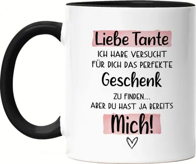 Produktbild von Tante Geschenk Tasse Schwarz Mit Spruch Tanti Geschenkidee Geburtstag Nichte Neffe Humor