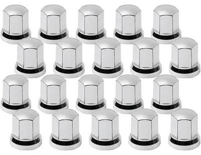 Productafbeelding van 60 stuks. Universele chromen afdekking voor wielbouten, geschikt voor vrachtwagens en aanhangwagens, hoogte 54 mm
