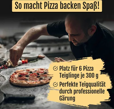 Produktbild von DELICRET - Teigballenbox mit Deckel & Teigspachtel | Teigbox für Teiglinge| Außenmaße: 40x30x10 passt in jeden Haushaltskühlschrank