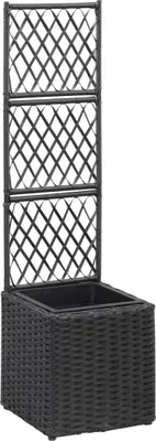 Produktbild von Möbel Hochbeet mit Rankgitter 1 Topf 30x30x107cm Poly Rattan Schwarz - Beete 46930