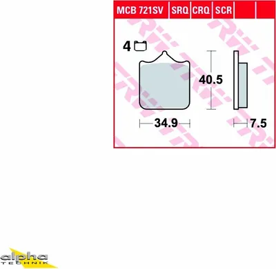 Produktbild von TRW Bremsbelagsatz MCB721CRQ 690 SMC R KTM 690 LC4 DB9 DB09 TNT 1130 TN 450 SM Speed Triple 1