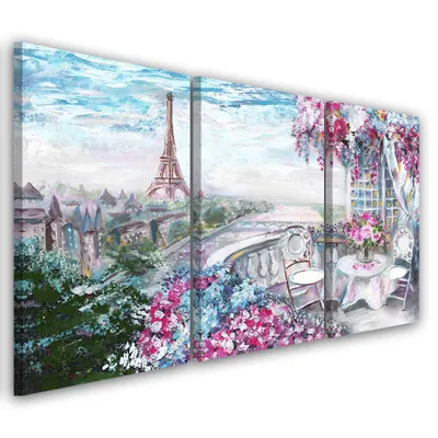 Produktbild von Triptychon auf leinwand lila landschaften 150x100 cm Feeby lila wandbild bereit zum aufhängen