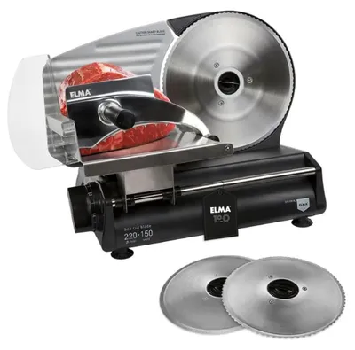 Lebensmittelschneider 220 mm, 2 Edelstahlmesser, 150 W, Schnittstärke 0–15 mm