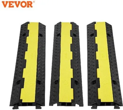 Image de Protection de câble, lot de 4 pièces, 101 x 24,5 x 5 cm, caoutchouc noir