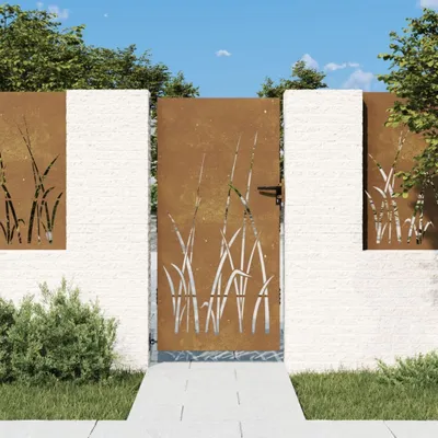 Produktbild von Gartentor 85x200 cm Cortenstahl Gras-Design - Gartentore CC1613