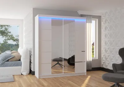 Obrázek produktu pro Zrcadlová skříň 180 cm s LED osvětlením SABLIA - bílá