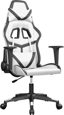 Produktbild von vidaXL Gaming-Stuhl mit Massagefunktion Weiß und Schwarz Kunstleder