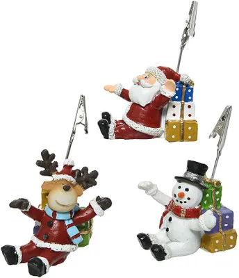 Produktbild von Tischkartenhalter Set Weihnachten Weihnachtsmann Schneemann Rentier 3 Stück