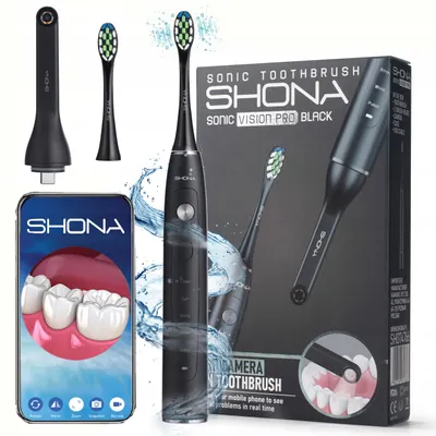 Productafbeelding van SONICZNA tandenborstel SHONA SONIC VISION PRO, zwart + CAMERA, Wi-Fi