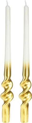 Obrázek produktu pro Kroucené spirálové svíčky bílé zlato stolní svíčky Ø2cm H30cm 2 ks