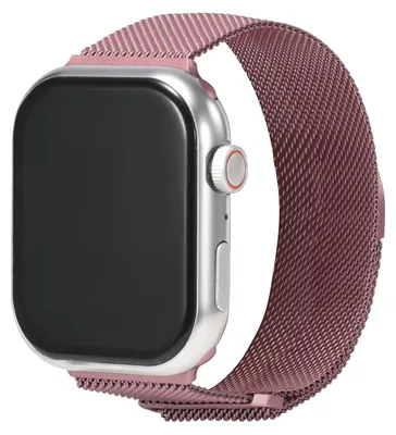 Produktbild von Milanaise Edelstahl Ersatzarmband für Apple Watch 1 2 3 4 5 6 7 8 9 10 11 SE 1 2 3 Ultra 1 2 3 mit 42/44/45/49mm Gehäuse Magnetisches Mesh Uhrenarmband Altrosa Verstellbares Smartwatch Armband Größe Universal
