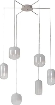 Produktbild von Lucande LED-Hängeleuchte Avelina, weiß, 6-flammig