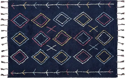 Obrázek produktu pro BELIANI Koberec Černý Bavlna 140 x 200 cm Ručně všívaný obdélníkový