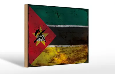 Produktbild von Holzschild Flagge Mosambik 30x20cm Flag Mozambique Rost