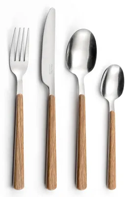 Besteckset 24-tlg. Edelstahl 18/0 mit Holzgriff spülmaschinengeeignet