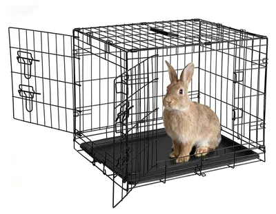 Produktbild von Kleintierkäfig - Kaninchen- & Frettchenkäfig aus Metall - 61 cm - Tragbar - Gitterboden - Herausziehbare Bodenwanne - Werkzeuglose Montage - Schwarz
