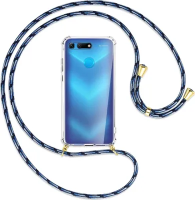 Produktbild von Handykette Backcover-Schutzhülle mit Band (Metall goldfarben) für Honor View 20 / V20 - Blautöne