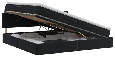 Immagine prodotto di Letto contenitore con testiera nera 200 x 200 cm in velluto