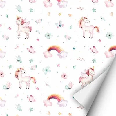 Produktbild von 2 x 0,9 m selbstklebende Folie - Einhorn Regenbogen Klebefolie Dekorfolie Möbelfolie
