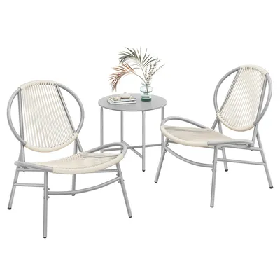 Produktbild von SONGMICS Balkonmöbel 3er Set, Gartenmöbel-Set mit Tisch und 2 Stühlen, PE-Polyrattan, grau