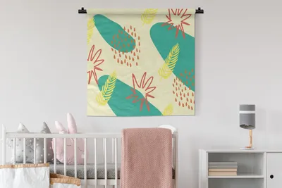 Produktbild von MuchoWow® Wandteppich Wandbehang Sommer - Pflanzen - Blau 90x90 cm Tapisserie Dekoration Wandtuch - Wandaufhänger