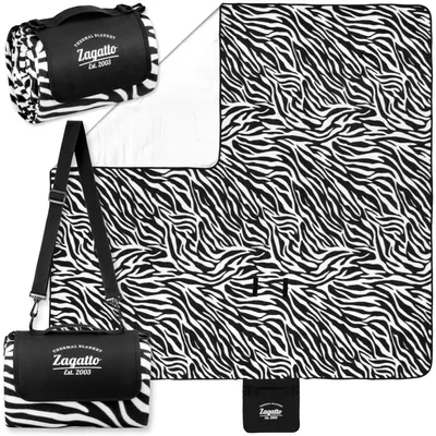 Produktbild von Zagatto Picknickdecke Stranddecke Decke 200x200cm mit Griff Zebra-Muster ZG974