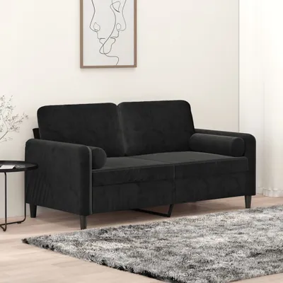 Produktbild von ZMH 2-Sitzer-Sofa mit Zierkissen Schwarz 140 cm Samt