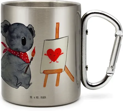 Produktbild von Mr. & Mrs. Panda Thermobecher Koala Künstler - Transparent - Geschenk, Trinkbecher Edelstahl, Isolierbecher, Becher Aus, Gefühle, thermotasse, Liebesgeschenk, Liebe