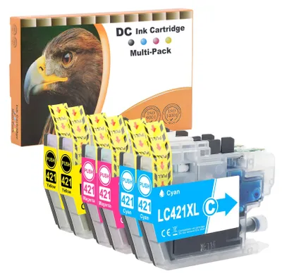 Produktbild von D&C LC421XL Druckerpatronen Kompatibel für Brother LC421 XL Multipack für Brother DCP-J1050DW Patronen MFC-J1010DW DCP-J1140DW Patronen (Cyan, Magenta, Gelb, 6-Pack)