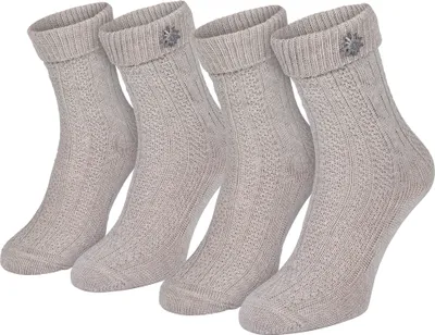 Produktbild von Trachtensocken 2 Paar Damen & Herren Beige Schoppersocken Zopfmuster 43-46