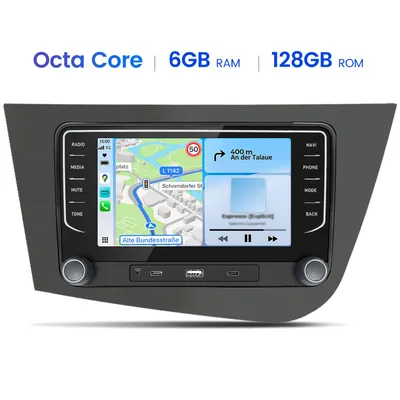 Produktbild von Autoradio mit Bluetooth und CarPlay für Seat Leon 2 Mk2 (2005–2011)  Navigationssystem Android 6 GB RAM, 128 GB GPS