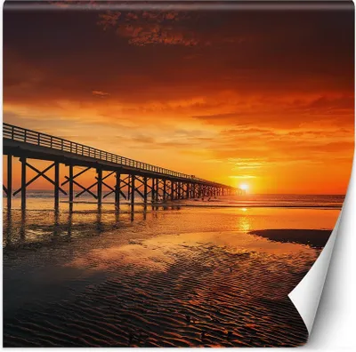 Produktbild von Vlies fototapete Meer Natur Himmel Sonnenuntergang 250x250 cm Feeby Orange inkl. Kleber einfache Montage
